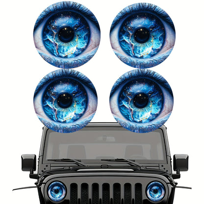 3D Beast Eye Headlight Stickers – Funny Car Headlight Decals for Jeep Round Headlights, Truck Body, Bumper & Window Decoration, Reusable PVC Glossy Stickers (1 or 2 Pairs)