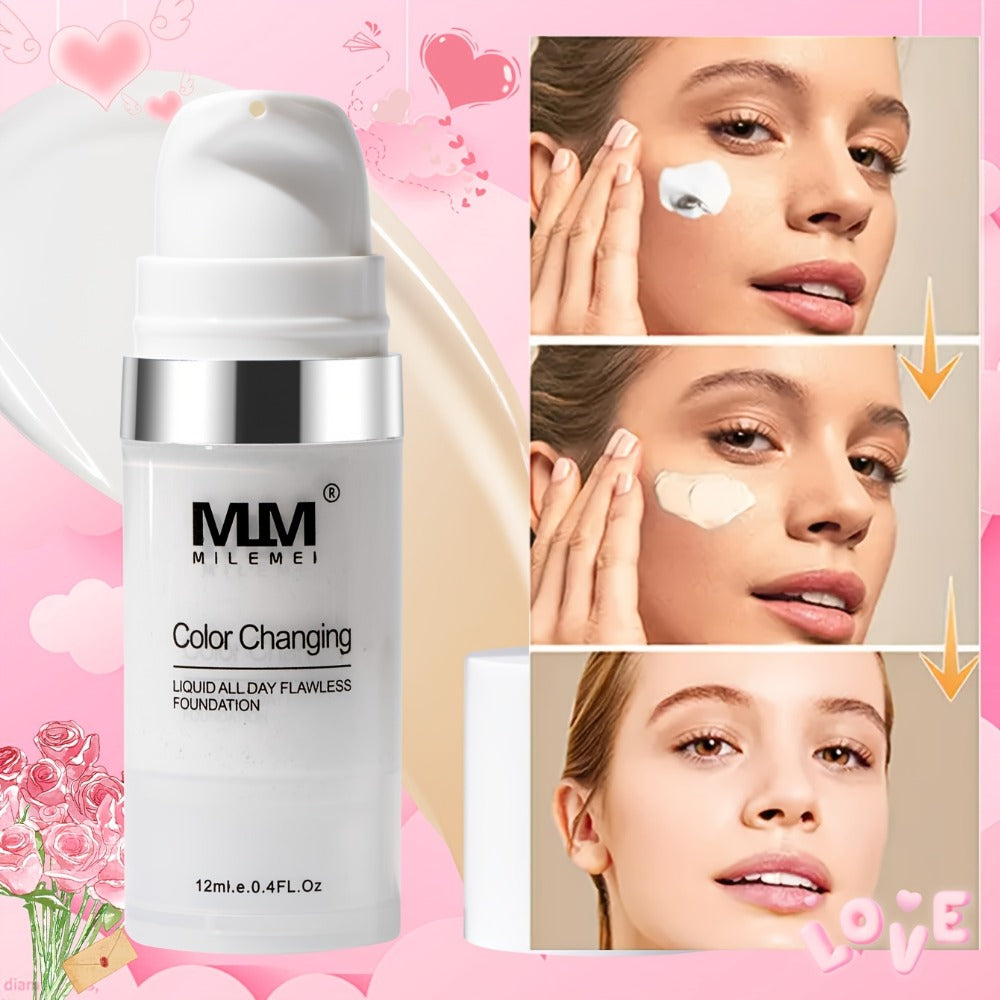 Color Changing BB Cream Foundation Set 3pcs Matte Oil Control extended-wear Smudge Proof Concealer Base Skin Tone Adaptive Face Makeup for