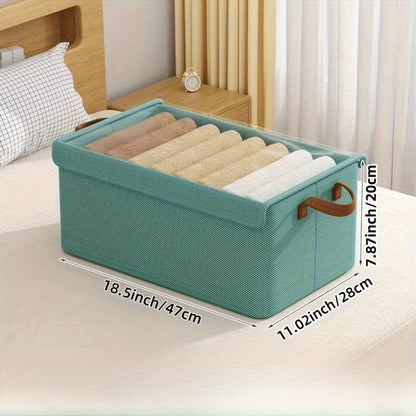 Foldable Fabric Storage Bins with Clear Top Lids and Handles in Four- or Six-Piece Color Sets