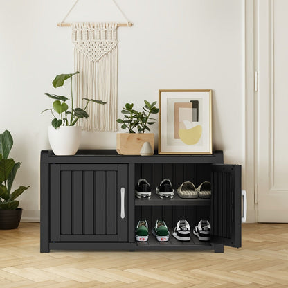 Light Brown Shoe Storage Bench with Hidden Cabinet for Entryway, Porch, Patio, Mudroom or Hallway Organization