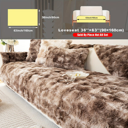 Sofa Cover, Faux-Lamb Plush Gradient Couch Pad in Five Colors with Armchair, Backrest and Seat Sizes