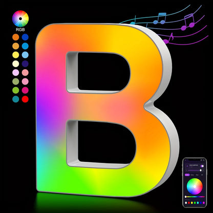 RGB LED Letter and Number Light with 38 Checkout Shapes, USB Power, App Control and Music Sync