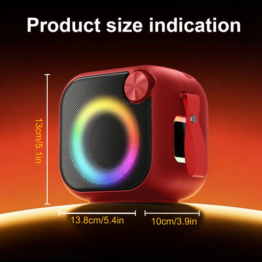 RGB Bluetooth Speaker with Music Visualizer, Portable Wireless Speaker with Color-Changing LED Lights for Gaming & Parties, USB/TF/AUX/Type-C, Compatible with PC Smartphone Tablet TV