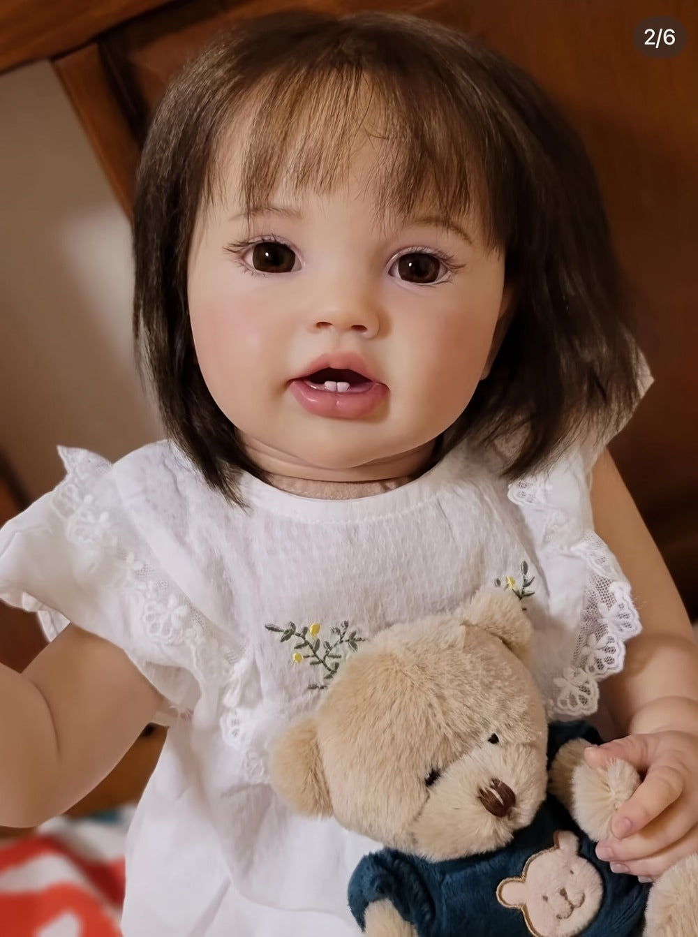 Reborn Baby Doll 24-Inch Cloth Body with Vinyl Limbs, Rooted Brown Hair, Open Eyes, Outfit and Feeding Accessories
