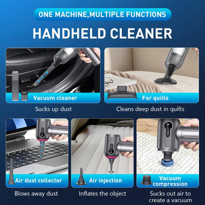 15,000Pa Cordless Handheld Vacuum Cleaner with Brushless Motor, Clear Dust Cup, Blower and Pump Heads