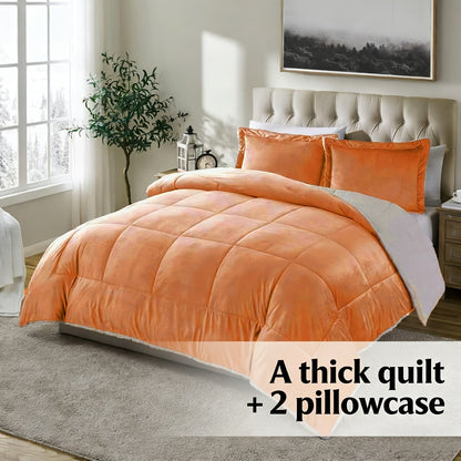 Reversible Sherpa Fleece Comforter Set in 40 Size and Color Options for Twin XL, Full, Queen or King Beds