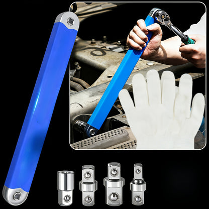 Zero Offset Extension Wrench Set 15-Inch – Impact-Ready 3/8" Ratchet Wrench with 1/2", 1/4" & 3/8" Drive Adapters, Narrow Space Auto Repair Tool, Multiple Colors