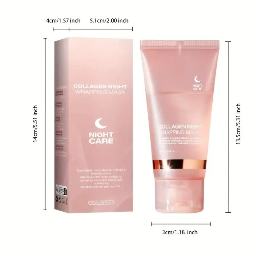 Three-Piece Collagen Night Wrap Mask Set with Jelly Brush and Hyaluronic Acid for Evening Care