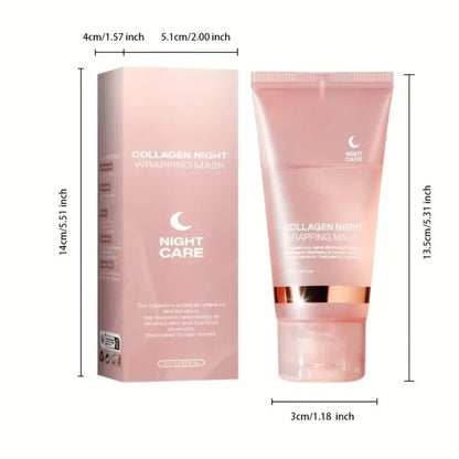 Three-Piece Collagen Night Wrap Mask Set with Jelly Brush and Hyaluronic Acid for Evening Care