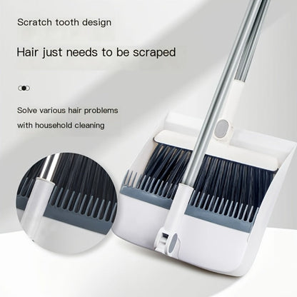 Magnetic Broom and Dustpan Set with Rotating Head, Long Handle and Bag Holder in White or Orange