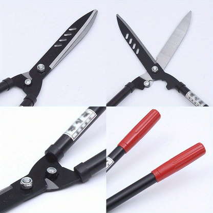 Long-Handle Hedge and Twig Shears, 20.4 Inches Overall with 10.8-Inch Blades and Red Grip Ends