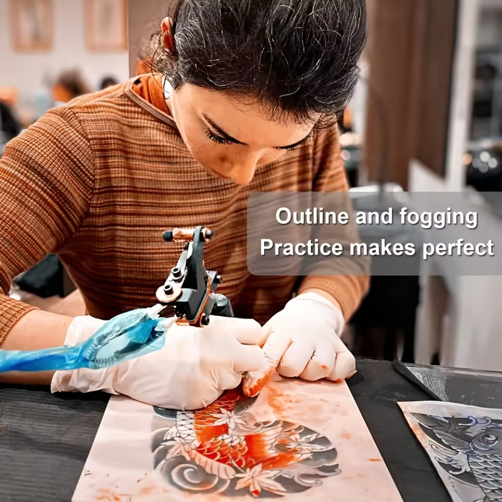 Tattoo Practice Skin Double-Sided Silicone Fake Skin - A4 Tattoo Transfer Paper Kit, Thermal Stencil Paper for Beginners & Artists