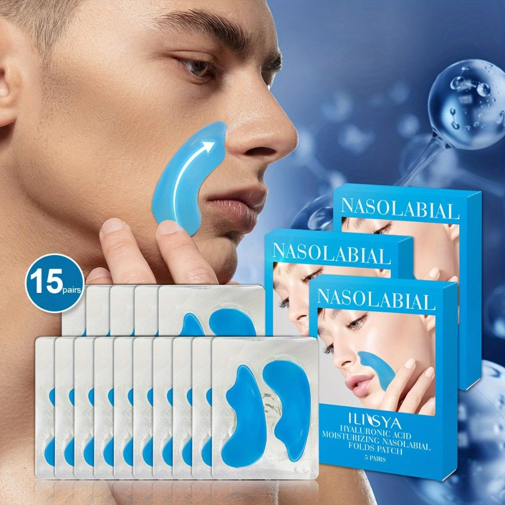 Nasolabial Fold Patches 3 Boxes - Hyaluronic Acid & Collagen Laugh Line Sticker, Lifting Tightening Anti-Wrinkle Nose Line Patch, Skin Elasticity Daily Skincare for Women