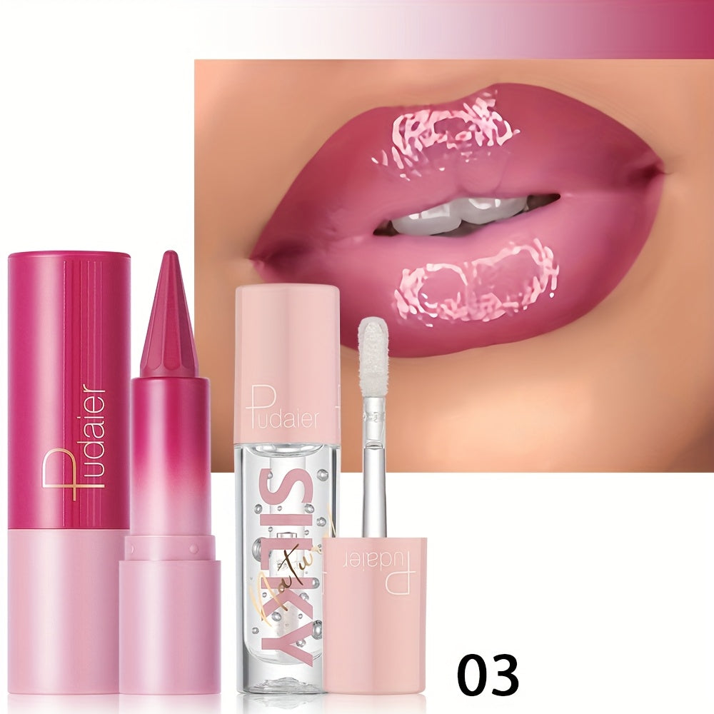 Two-in-One Lip Liner and Lip Oil Duo with Precision Pencil Tip and Gloss Finish for Everyday Makeup