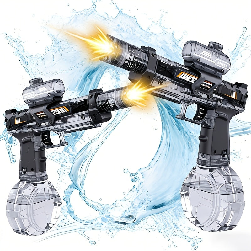 Two-Piece Electric Light-and-Sound Water Blaster Sets in 727 or 737 Models and Blue or Black Colors