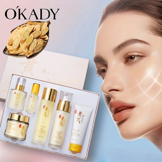 Astragalus Skincare Set 6pcs Anti-Aging Hydrating Antioxidant – Face Cream Essence Cleanser Toner Eye Cream Sleep Mask, Wrinkle Reduction for All Skin Types Women