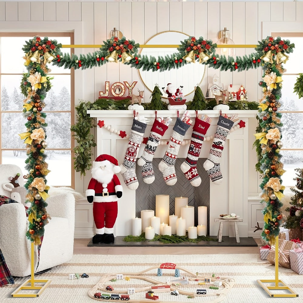 Backdrop Stand Gold Square Frame with 6.5, 6.6 and 8-Foot Selections, Adjustable Crossbar and Flat Feet