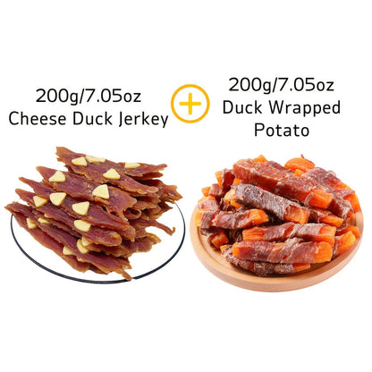 Dog Treats Sesame or Cheese Duck Jerky with Chicken, Milk Jerky or Sandwich Stick Dual Packs