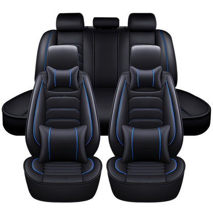 Car Seat Covers 5-Seat Faux Leather Set with Foam Padding and Optional Matching Pillow Pieces