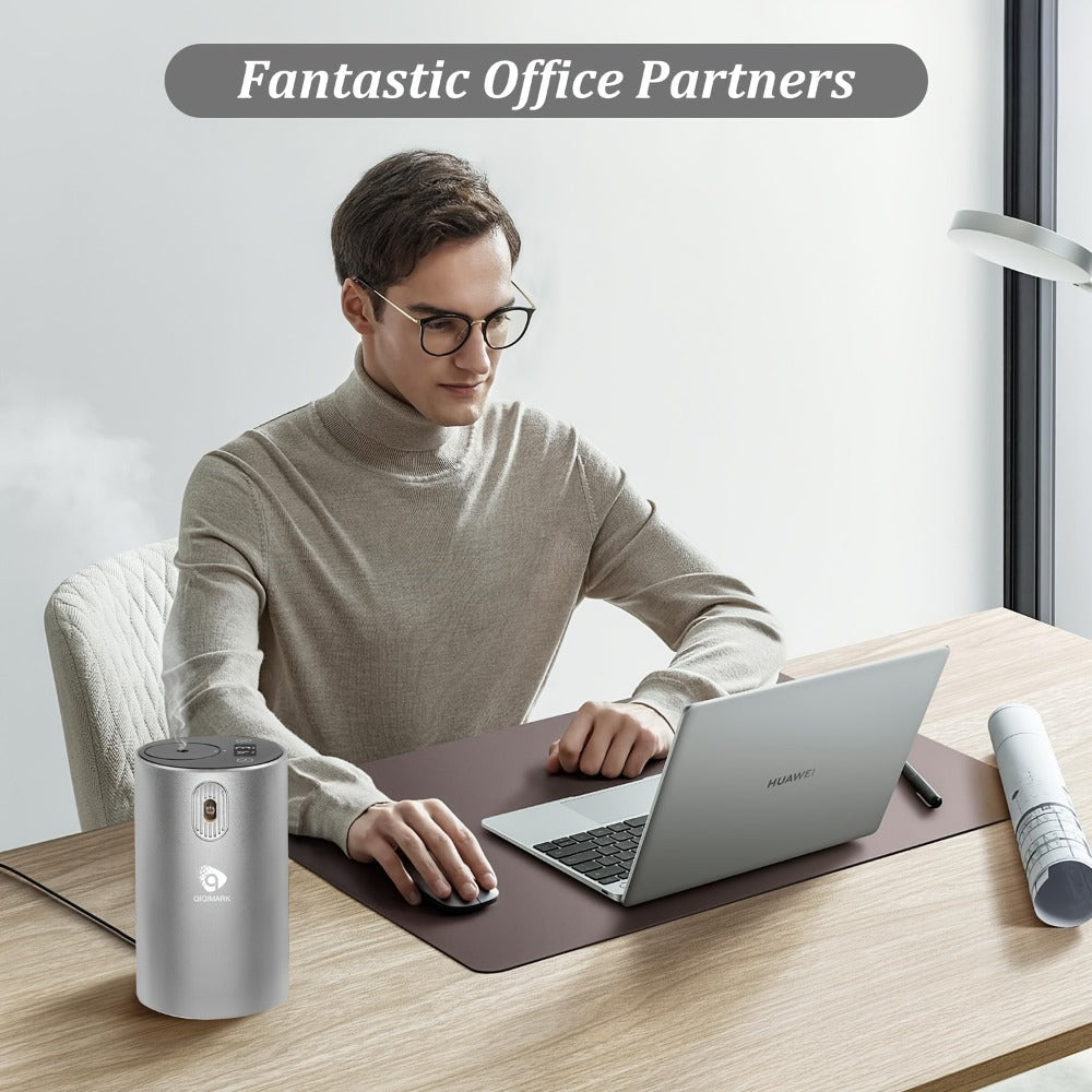 Waterless Essential Oil Diffuser Nebulizer – 4 Mist Levels, 1/2/3/4/6H Timer, Auto-Off, Battery Operated Mini Scent Machine for Home Car Bedroom Hotel, Essential Oil Bundles (Silver & Black)