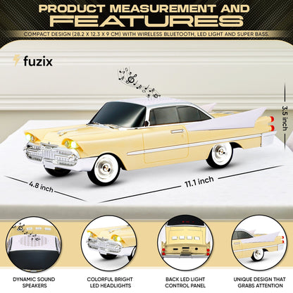 Portable Bluetooth Speaker Fuzix WS-1965 Retro Car with LED Lights, Mic, FM, AUX, USB and TF