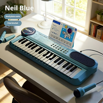 Kids Electronic Keyboard Piano 37 Keys with Microphone, Multi-Function Musical Instrument Toy for Children, Educational Music Gift for Boys & Girls, Birthday Christmas Holiday Gift, Sky Blue, Rose Red, Pink