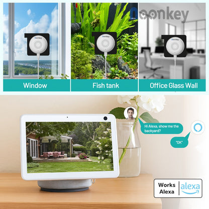 Window Security Camera 3MP Color Night Vision with Peel-and-Stick Setup, Person & Pet Detection, 24/7 Recording, Cloud & SD Storage, Alexa Compatible – No-Drill Indoor Home Surveillance