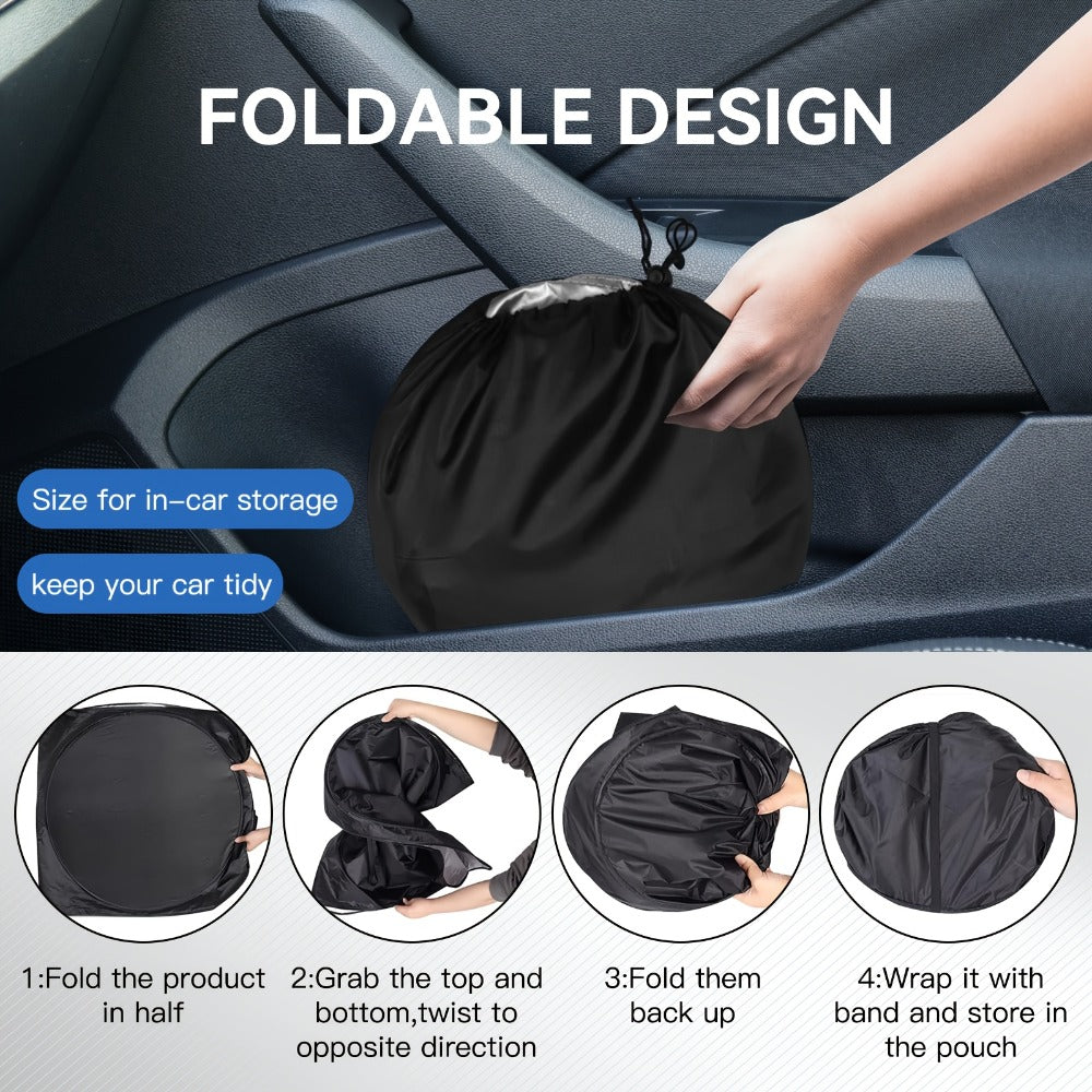 Windshield Sunshade Universal Fit Front Window Sun Shade Cover Block Sun Heat UV Rays Privacy Protection Polyester with Super Suction Cups for Cars SUVs Trucks M and L Size