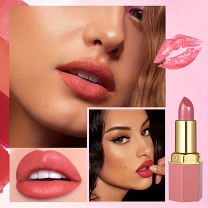 Lipstick Set, Vivid Veu 6-Piece Glossy Cream Bullet Collection with Pink, Rose, Berry and Mauve Colors