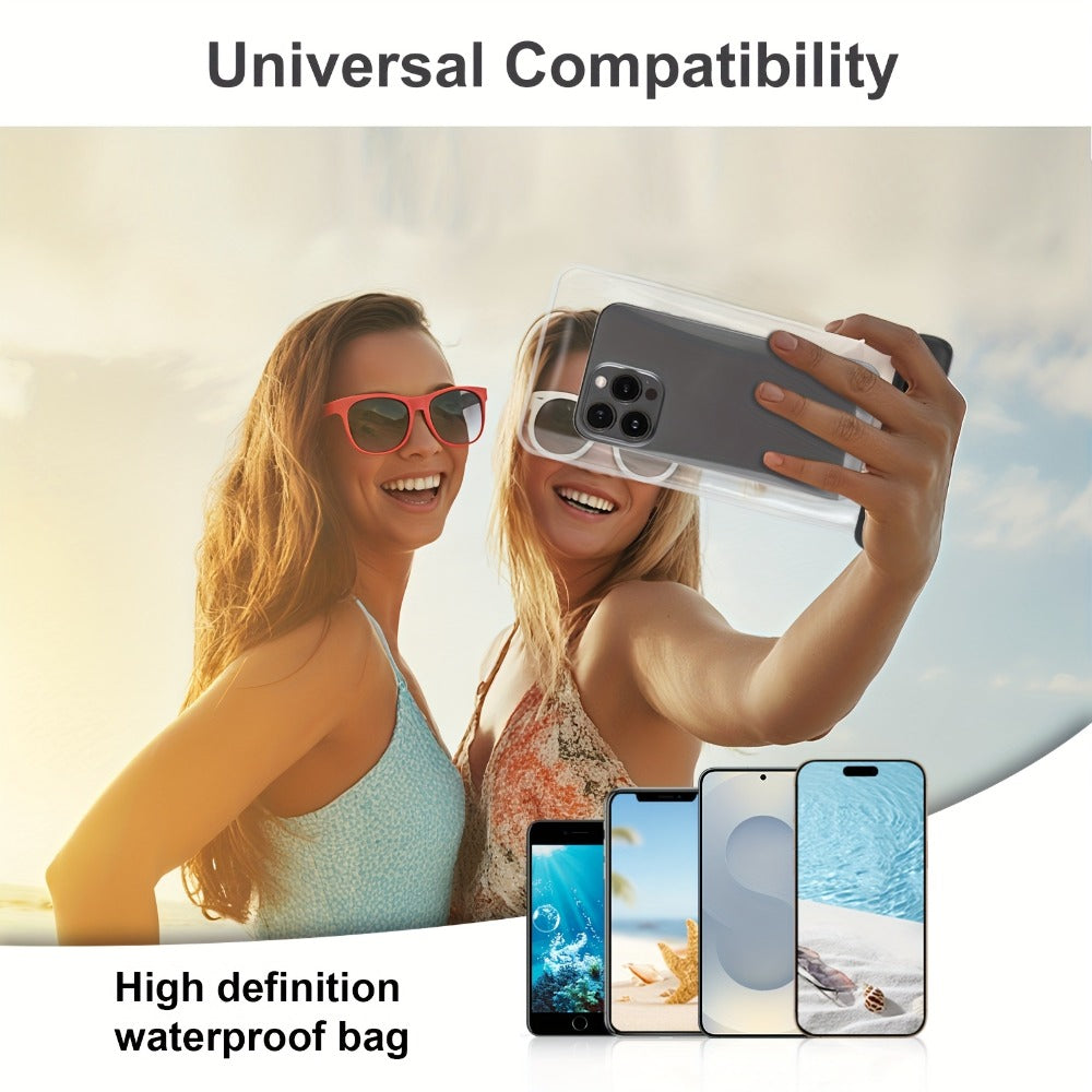 Glossy Waterproof Phone Pouch 2 Pack for iPhone 16 15 14 Pro Max Samsung S24 S23 – Swim Beach Boating Underwater Dry Case Bag with Secure Seal