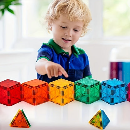 Magnetic Tiles 120-Piece Translucent Castle Building Set with Two Rolling Car Bases and Multicolor Shapes