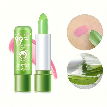 Aloe Vera Magic Lip Balm 6 Pack Green to Pink — Color Changing Temperature-Sensitive Formula, Moisturizing Soothing Natural Tint, Long-Lasting Hydration Lip Care for Women & Girls