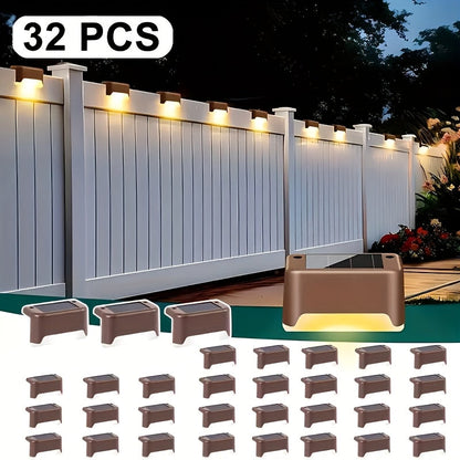 Solar Powered LED Deck Lights – Auto On/Off Outdoor Step Lights for Stairs, Fence, Pathway & Patio, 12-Hour Continuous Lighting, Weatherproof Solar Stair Lights for Garden, Yard & Commercial Use