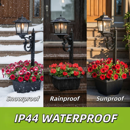 Solar Flower Pot Light Outdoor 2-in-1 Lamp Post Glass Lampshade IP44 Waterproof Wall Mount Lawn Patio Garden Decor 1/2 Pack