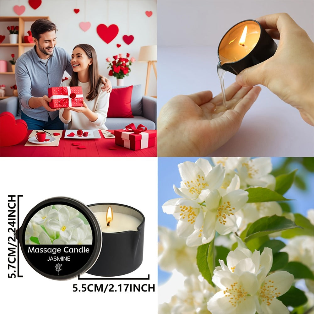 2 oz Massage Oil Candle in 18 Scent and Pack Options Including Jasmine, Lavender, Geranium and Vanilla