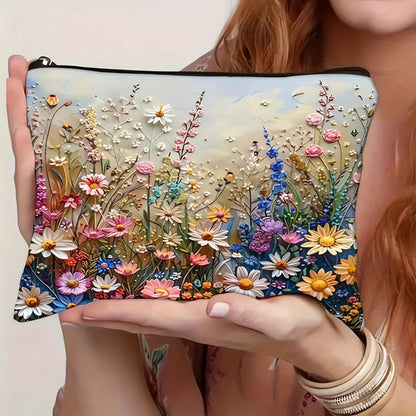 Makeup Bag – Daisy Floral Makeup Bag 4-Pack Set Foldable Zipper Travel Cosmetic Pouch Durable Toiletry Organizer Gift for Women Girls…