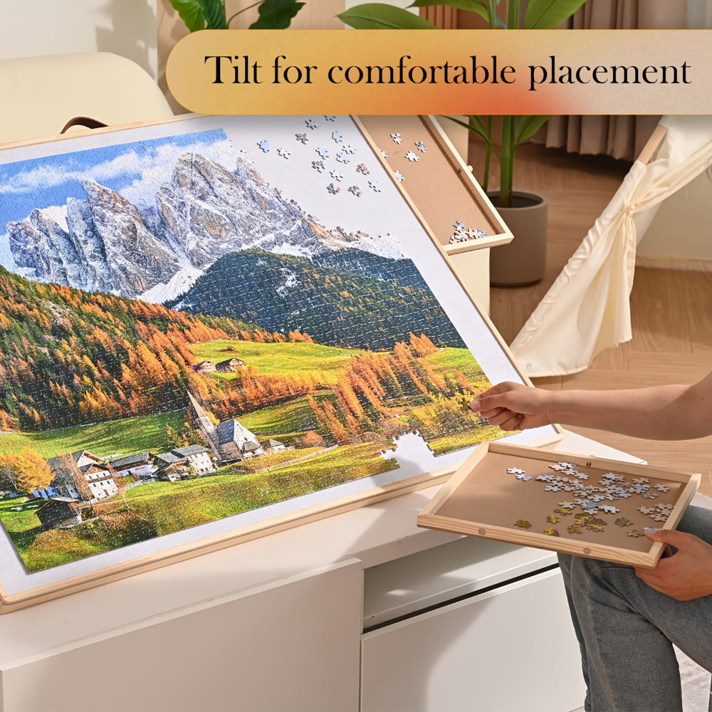 Puzzle Board Table 2000 Pieces Tilting Surface 41.5"x29.6" – Large Wooden Jigsaw Puzzle Plateau with 4 Magnetic Drawers & Cover, Ergonomic Puzzle Organizer for Adults Seniors, Birthday Christmas Gift