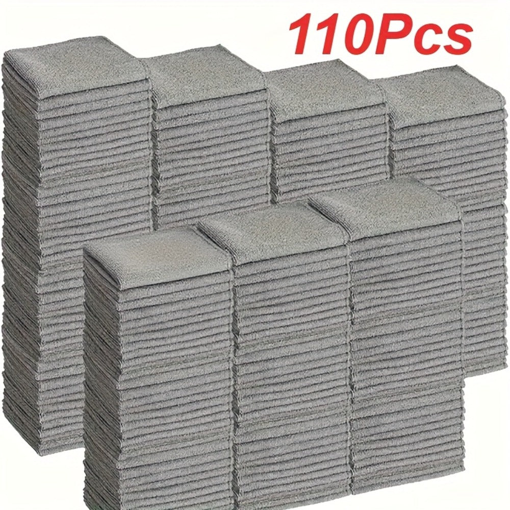 110-Piece Gray Microfiber Cleaning Cloth Pack with Pictured 9.8 x 9.8-Inch Reusable Household Towels