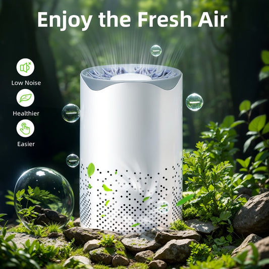 Air Purifier with HEPA Filter, USB Plug-In Power, Sleep Mode, Aroma Sponge and One Replacement Filter