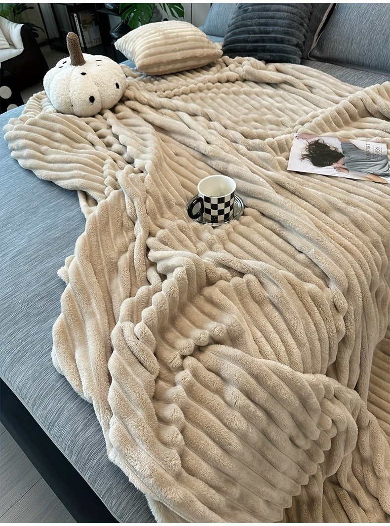 Channel-Textured Throw Blanket in Seven Colors and Four Displayed Size Options from 50 x 60 to 108 x 90 Inches