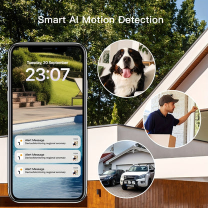 3MP Solar PTZ Outdoor Security Camera with 2.4GHz WiFi, Sold Alone or in One- or Two-Camera Solar Panel Packages