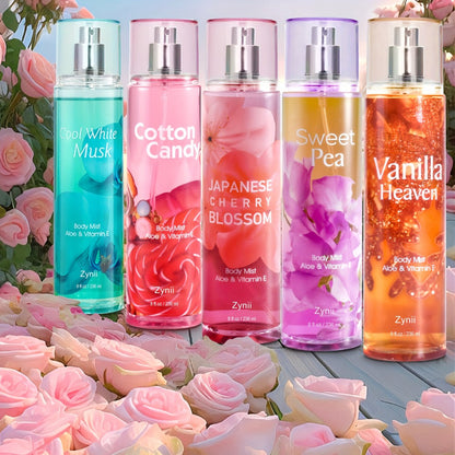 Fragrance Body Mist for Women, Floral, Fruity, Musk & Vanilla Body Spray with Aloe & Vitamin E, 3-8 fl oz
