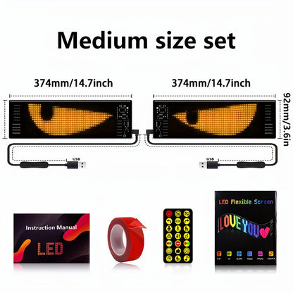 Programmable LED Demon Eyes Sign 2 Pack App Controlled - Synchronized Flashing, Scrolling Text Display