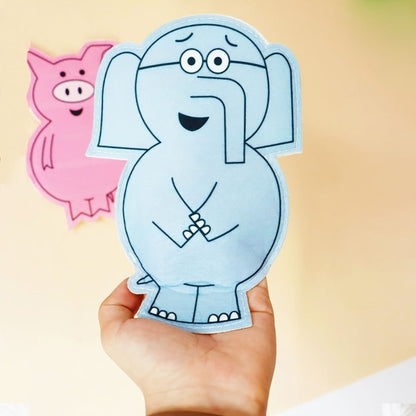 Elephant and Piggie Hand Puppets Plush Stuffed Animal Props for Storytelling, Classroom Teaching & Role Play, Interactive Read-Aloud Toy for Kids Toddlers, Birthday Gift – Pink Animal & Baby Elephant