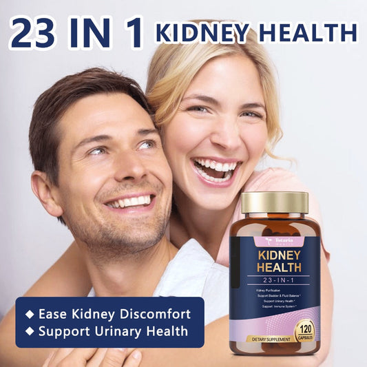 Kidney Support Capsules 120 Count 23-in-1 Extra Strength Supplement with Chanca Piedra, Cranberry for Liver & Kidney Function, Bladder Health & Urinary Tract Support
