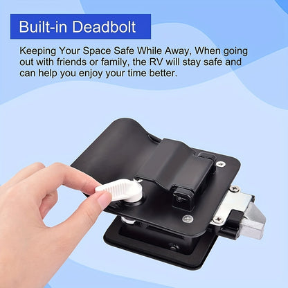 RV Door Lock Replacement – Travel Trailer Entry Door Lock with Deadbolt, Fits 2-3/4" x 3-3/4" Hole, 1-1/4" to 1-1/2" Door Thickness, Zinc Alloy, Includes 4 Keys, Compatible with Cargo & Horse Trailers