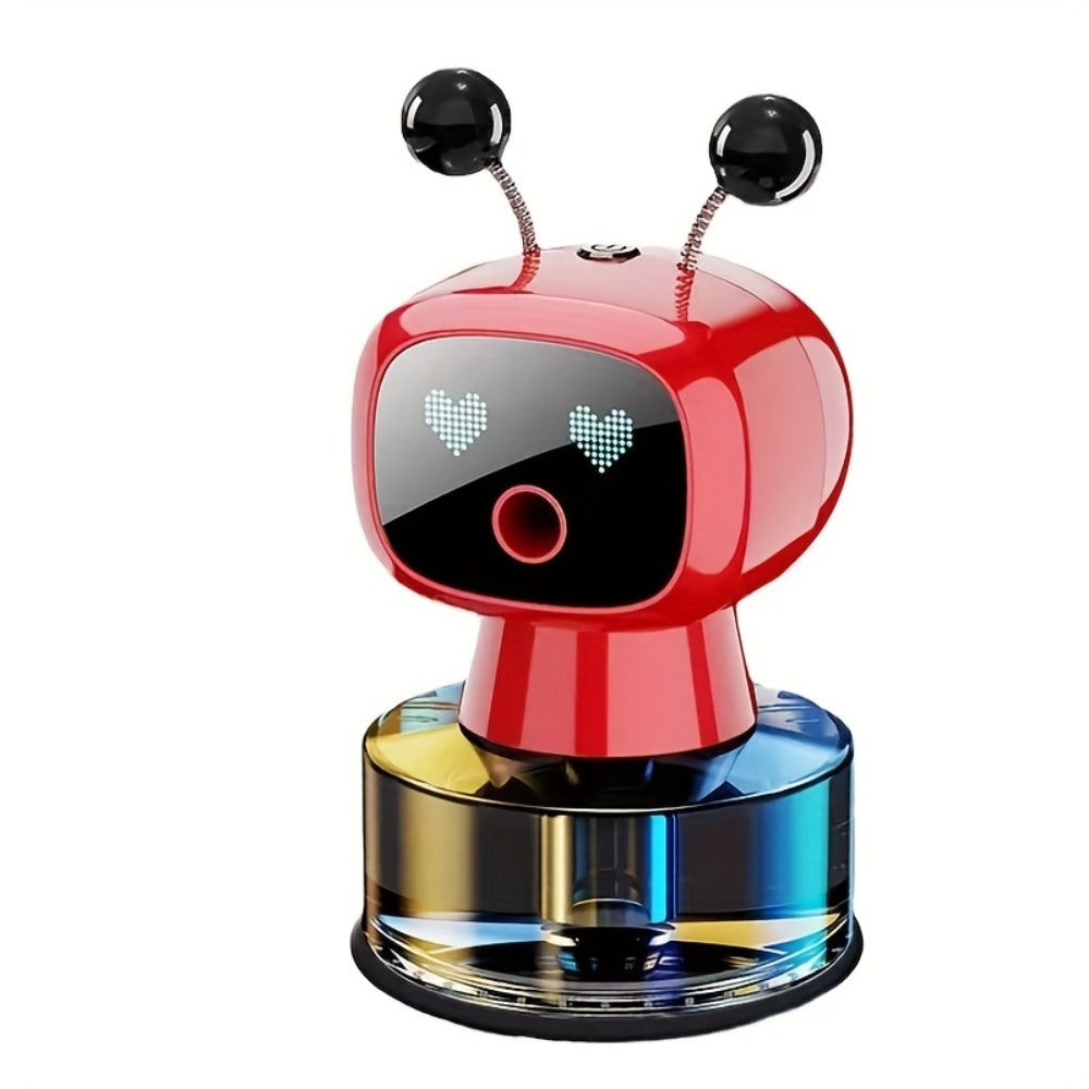 Car Air Freshener Auto Spray Robot Design USB Rechargeable – AI Expression Display, 4-Level Fragrance Control, Vent Clip Diffuser | 4 Colors & Scents | Gift for Car Lovers Men Women