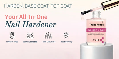 Nail Hardener Base Coat 2 Pack – Protein Repair Strengthener Treatment, HEMA-Free, Ridge Filler, Clear Polish for Weak Brittle Peeling Nails, Fast Dry Long Lasting