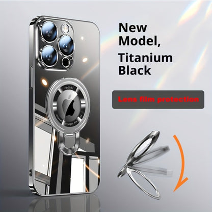 Magnetic U-Shield Stand iPhone Case for iPhone 17 Pro Max 16 16 Pro Max Electroplated PC Transparent Back Shockproof Full Coverage Protective Cover with Kickstand