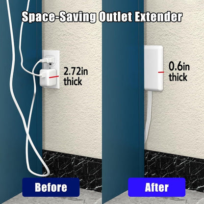 White Flat-Plug Extension Cord with Three-Outlet Wall-Hugger Strip in 3-, 5- or 8-Foot Lengths